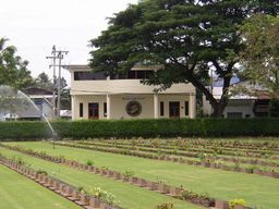 View of the Thai Burma Railway Centre from the Cemetry